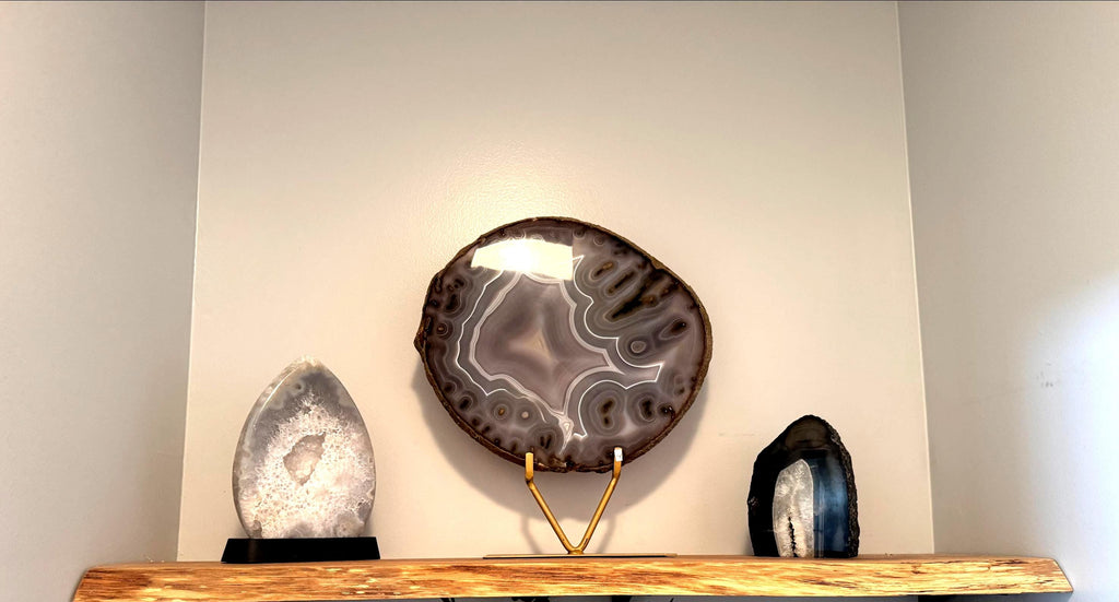 Brazilian Blue Agate Statement Piece on Stand