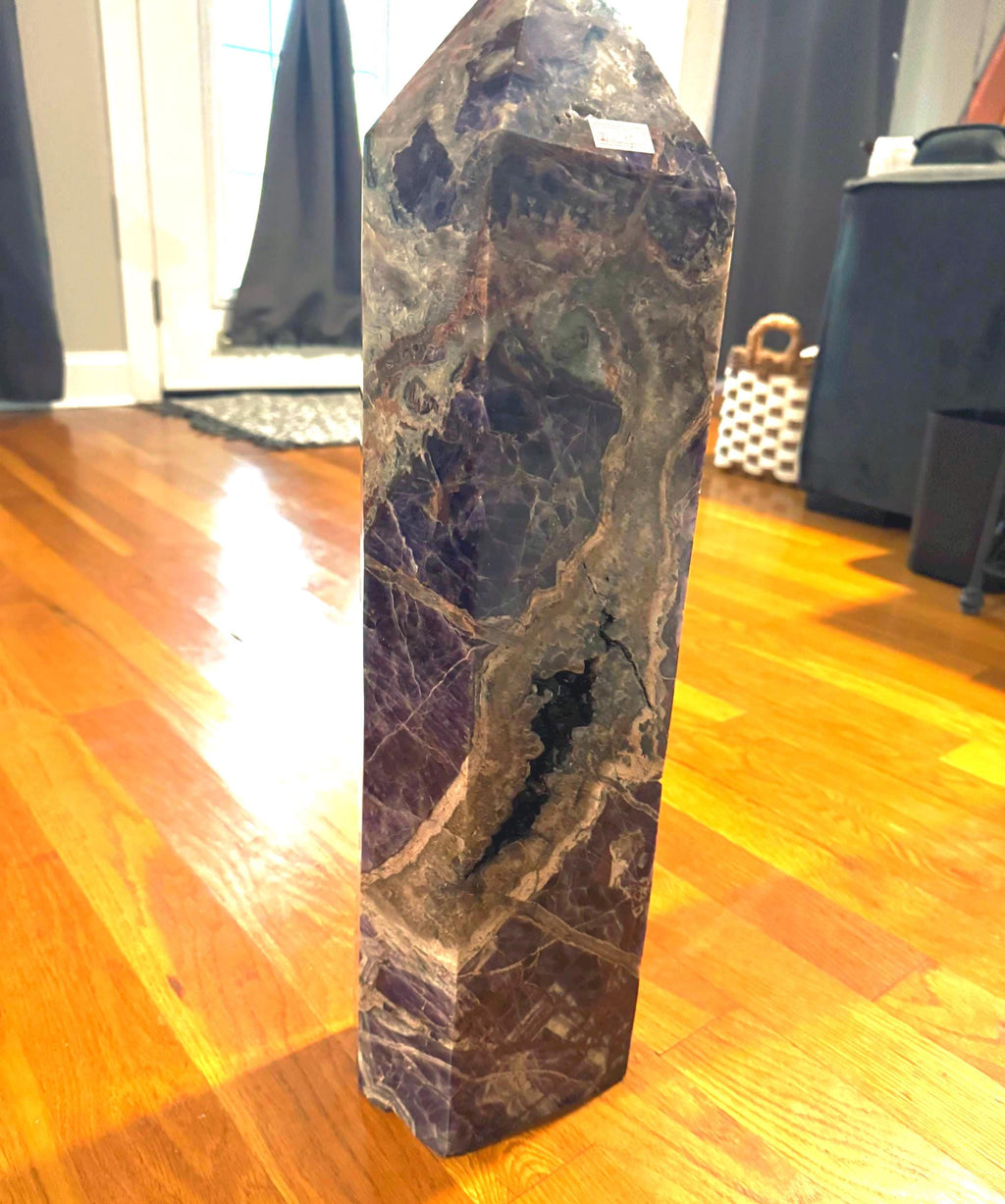 50lb Amethyst Tower with Rare Black Druzy Inclusions