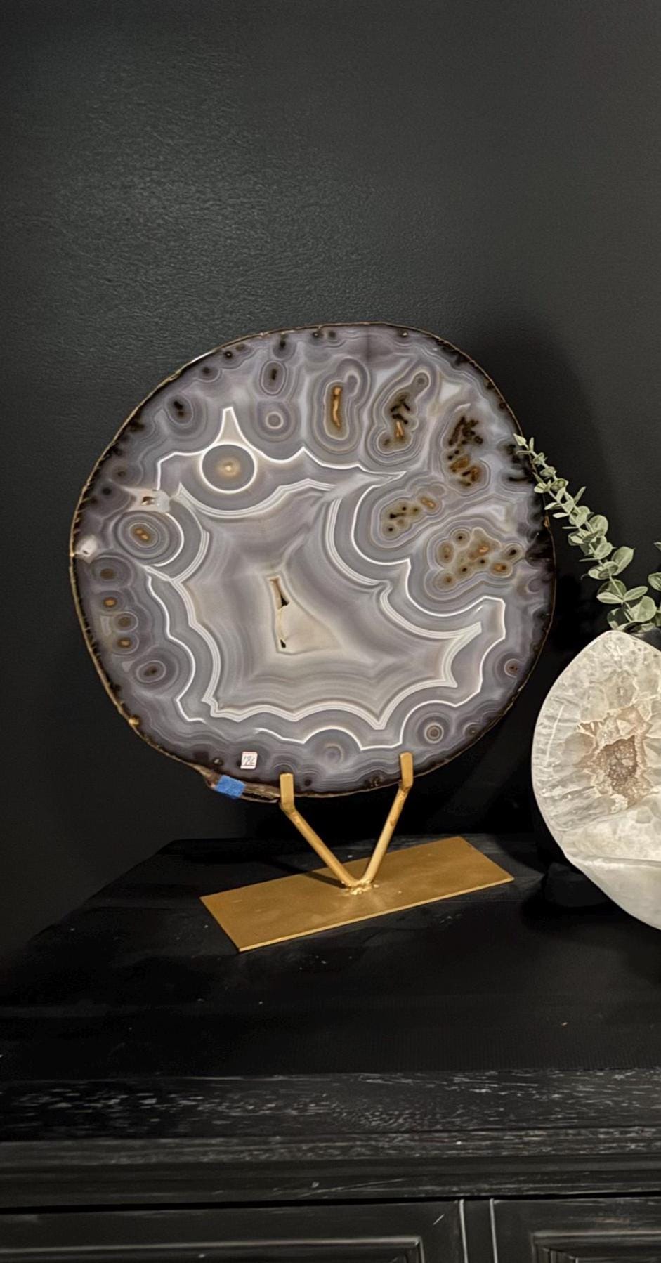 Brazilian Blue Agate Statement Piece on Stand