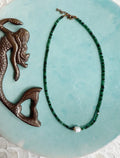 Necklace- Diopside + Fresh Water Pearl