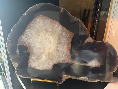 Black and cream agate slab